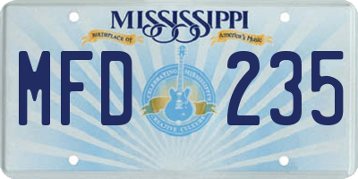 MS license plate MFD235