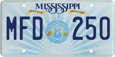 MS license plate MFD250