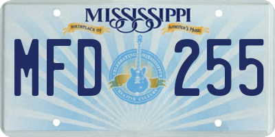 MS license plate MFD255
