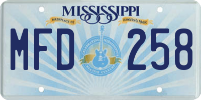 MS license plate MFD258