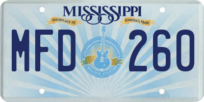 MS license plate MFD260