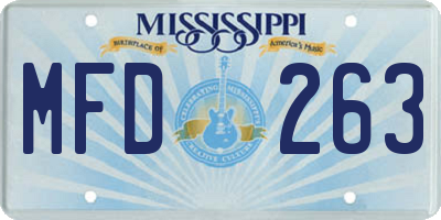 MS license plate MFD263
