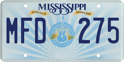 MS license plate MFD275
