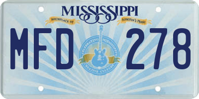 MS license plate MFD278