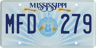 MS license plate MFD279
