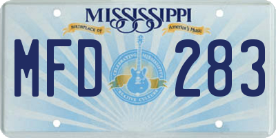 MS license plate MFD283