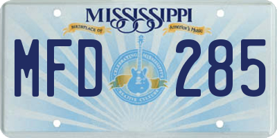 MS license plate MFD285