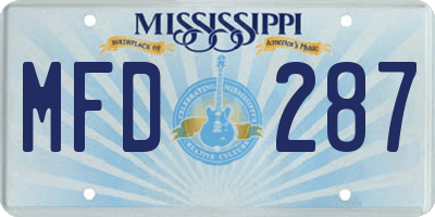 MS license plate MFD287