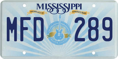 MS license plate MFD289