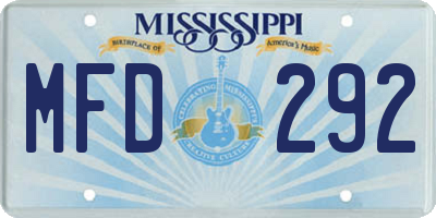 MS license plate MFD292
