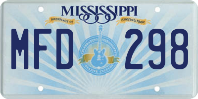 MS license plate MFD298