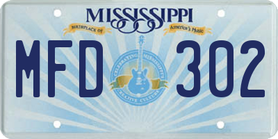 MS license plate MFD302