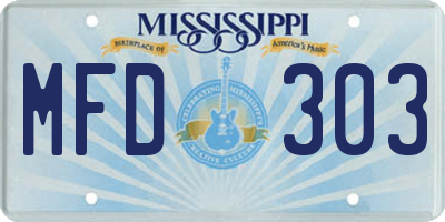 MS license plate MFD303