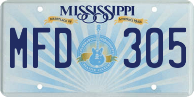 MS license plate MFD305