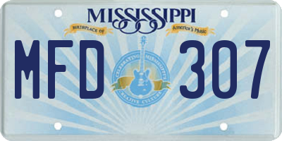 MS license plate MFD307