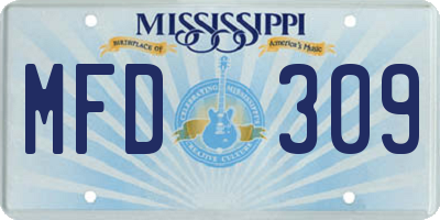 MS license plate MFD309