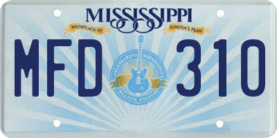 MS license plate MFD310