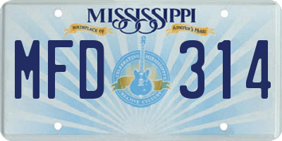 MS license plate MFD314