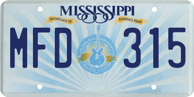MS license plate MFD315