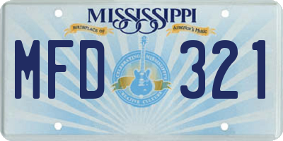 MS license plate MFD321