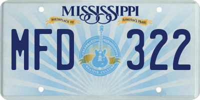 MS license plate MFD322