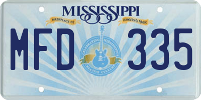 MS license plate MFD335