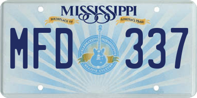 MS license plate MFD337