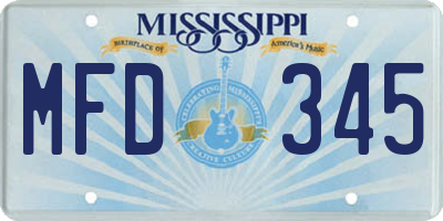 MS license plate MFD345