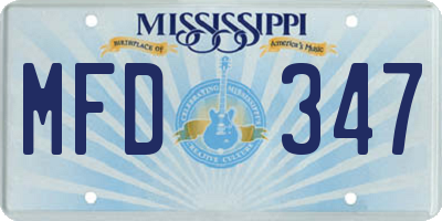 MS license plate MFD347