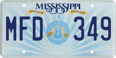 MS license plate MFD349