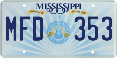 MS license plate MFD353