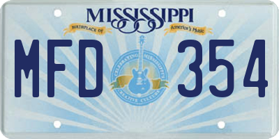 MS license plate MFD354