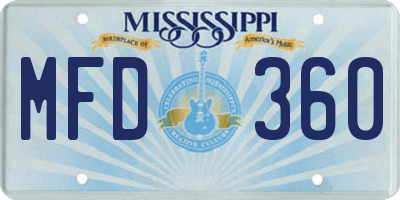 MS license plate MFD360