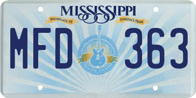MS license plate MFD363