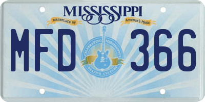 MS license plate MFD366