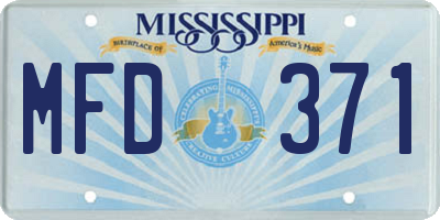 MS license plate MFD371