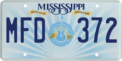 MS license plate MFD372