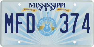 MS license plate MFD374