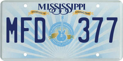 MS license plate MFD377
