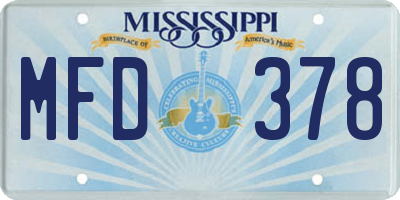 MS license plate MFD378