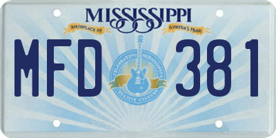 MS license plate MFD381