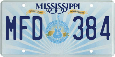 MS license plate MFD384