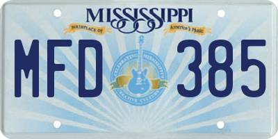 MS license plate MFD385