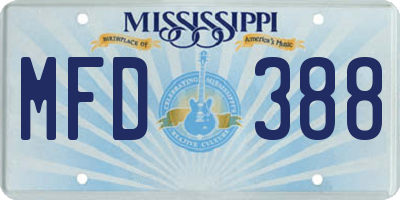 MS license plate MFD388