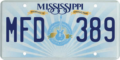 MS license plate MFD389