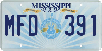 MS license plate MFD391