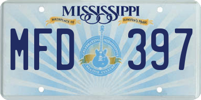 MS license plate MFD397