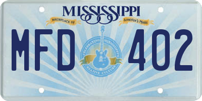 MS license plate MFD402