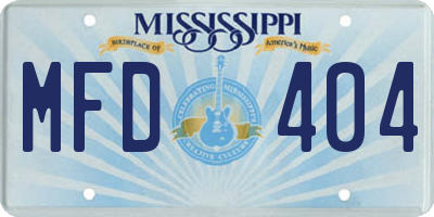 MS license plate MFD404