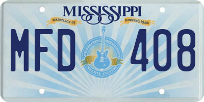 MS license plate MFD408